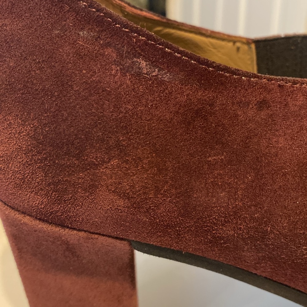 Anyi‎ Lu Italian Suede Burgundy Booties with 3 Inch Heel EU Size 40.5 - Picture 8 of 11